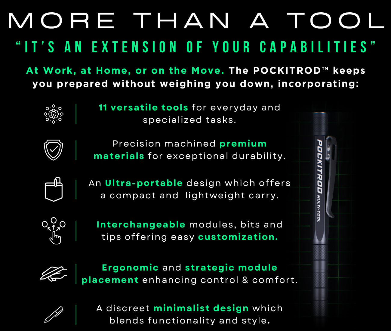 Benefit overview of the Pockitrod