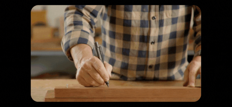 Shows Pockitrod's writing tip in use