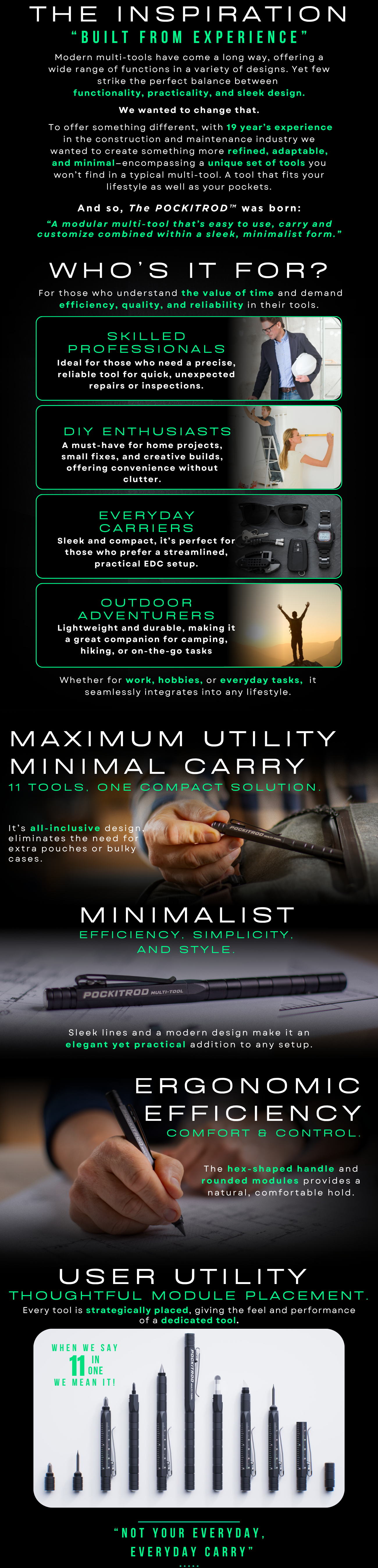 Product feature and benefit description with text and images on a white background